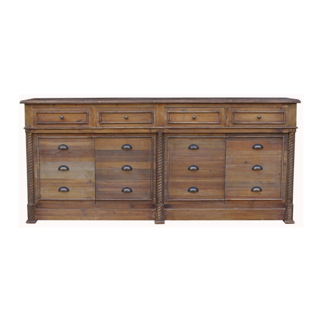 Old Pine Sideboard with 4 Drawers and 4 Doors image 0